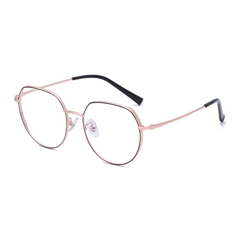Hotony Unisex Full Rim Alloy Round Frame Eyeglasses 1121 Full Rim Hotony Black Rose Gold  