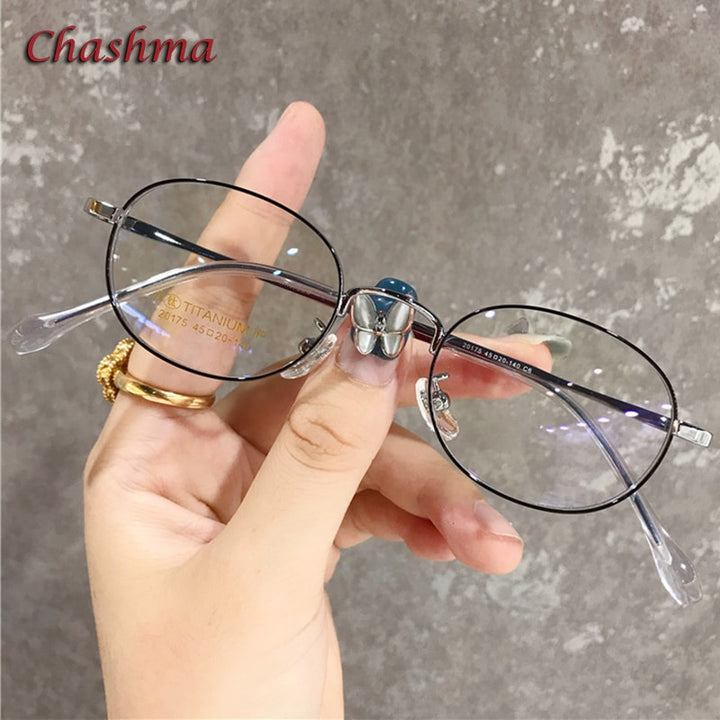 Chashma Ochki Unisex Full Rim Small Round Titanium Eyeglasses 20175 Full Rim Chashma Ochki   