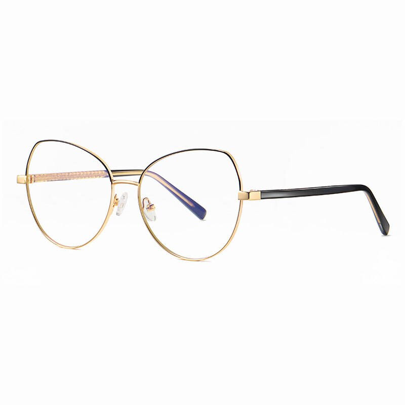 Hotony Women's Full Rim TR 90 Resin Alloy Round Frame Eyeglasses 3001 Full Rim Hotony Black Gold  