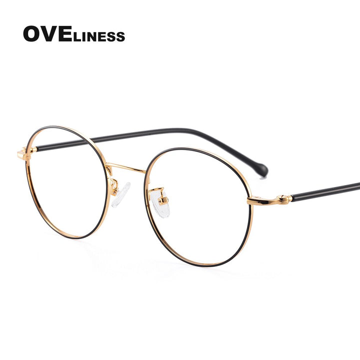 Oveliness Women's Full Rim Round Alloy Eyeglasses 2676 Full Rim Oveliness black gold  