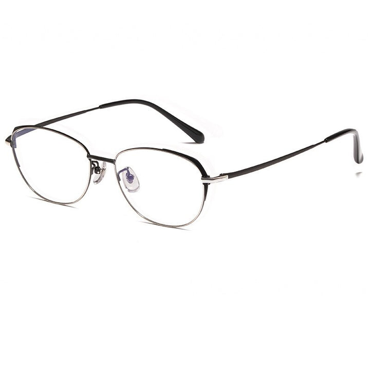 Aissuarvey Rectangle Alloy Full Rim Frame Women's Eyeglasses 6038S Full Rim Aissuarvey Eyeglasses Black silver  