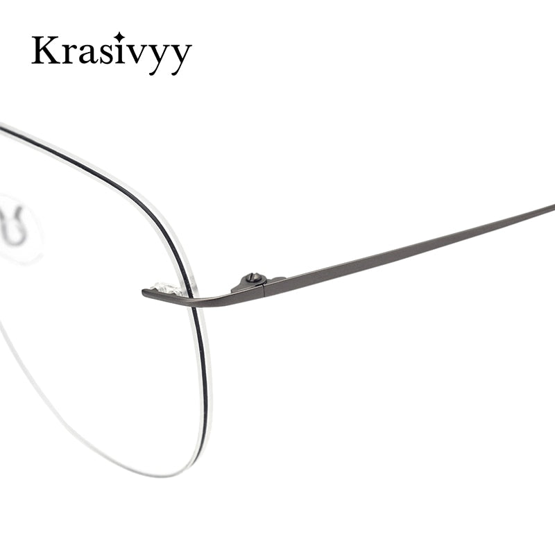 Krasivyy Unisex Rimless Round Square Titanium Eyeglasses Ls03 Rimless Krasivyy   