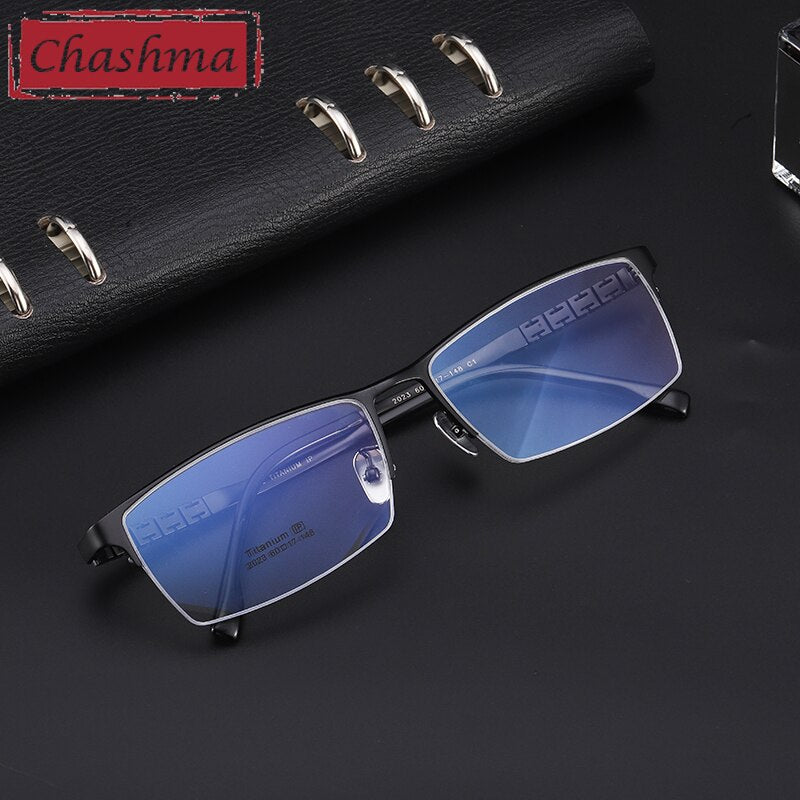 Chashma Men's Rectangular Semi Rim Titanium Eyeglasses 2022 Semi Rim Chashma   