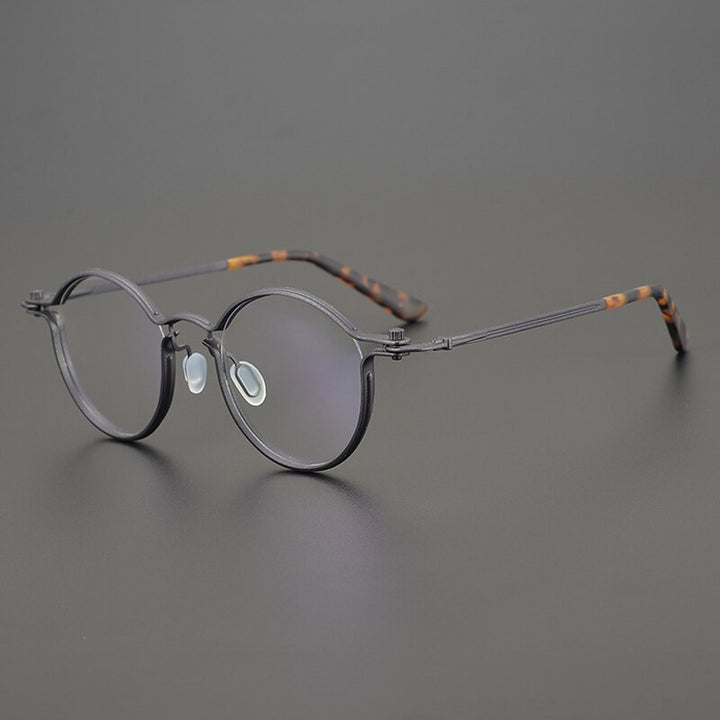 Gatenac Unisex Full Rim Round Titanium Alloy Frame Eyeglasses Gxyj701 Full Rim Gatenac Gray  