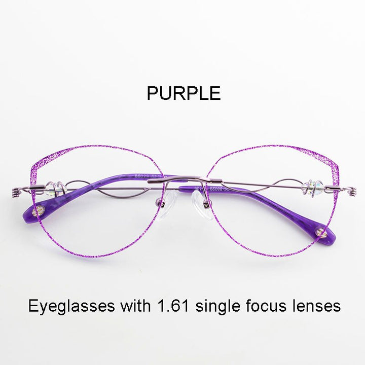Aissuarvey  Round Rimless Frame Customizable Lens Women's Eyeglasses Rimless Aissuarvey Eyeglasses purple single focus  