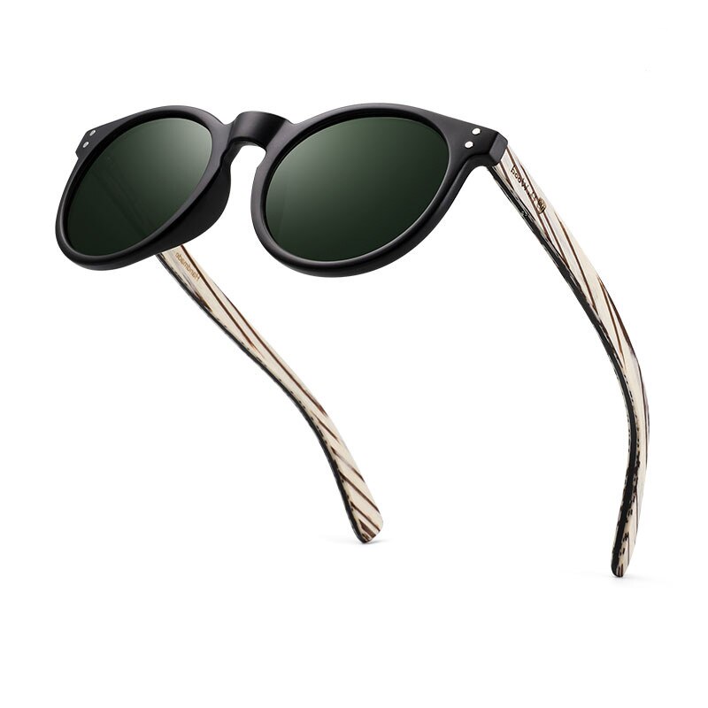 Yimaruili Women's Full Rim Round Wooden Frame Polarized Lens Sunglasses 8003 Sunglasses Yimaruili Sunglasses Dark Green Other 