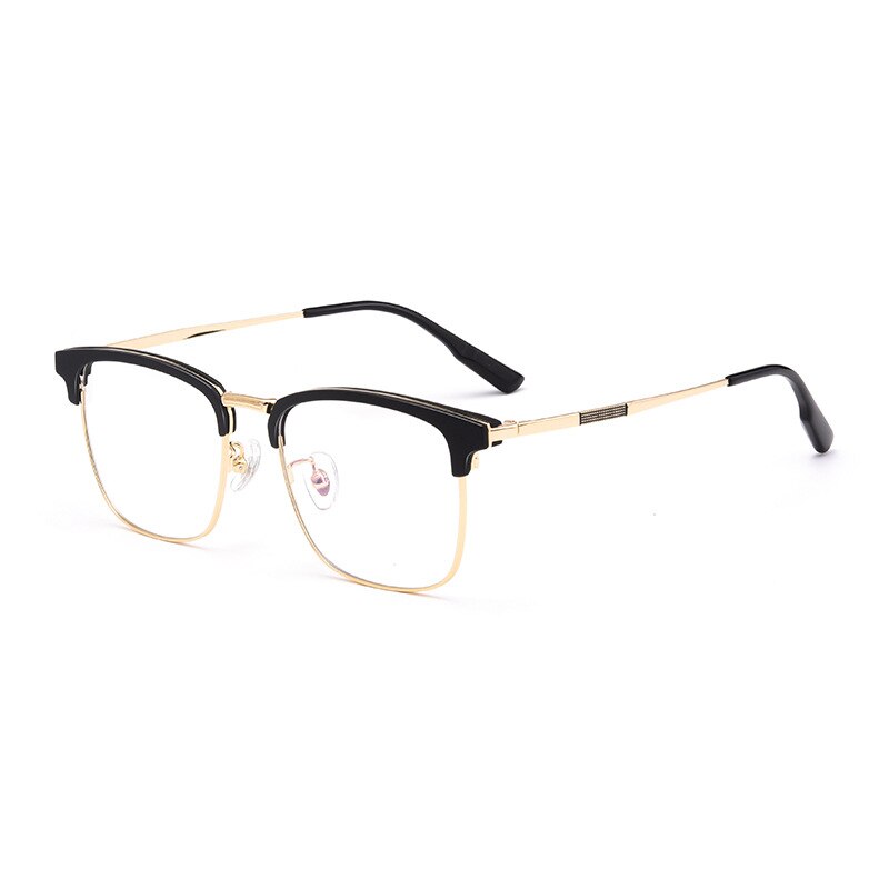 Yimaruili Men's Full Rim Square β Titanium Frame Eyeglasses 2312YJ Full Rim Yimaruili Eyeglasses Black Gold  