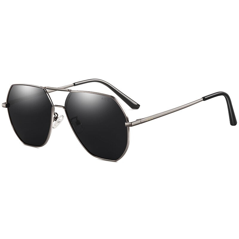 Aidien Men's Full Rim Hexagon Alloy Frame Myopic Sunglasses 8692 Sunglasses Aidien Black-gun frame 0 