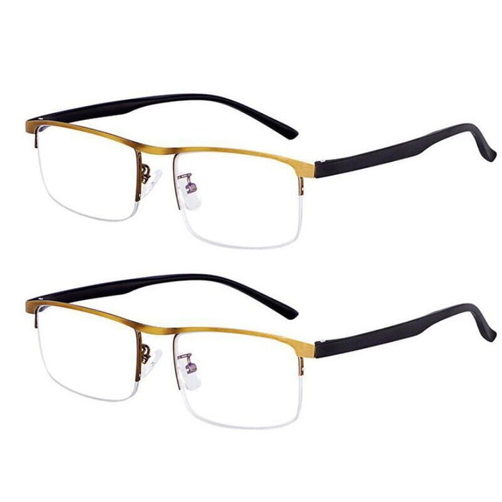 Intelligent Multifocal Progressive Unisex Reading Glasses And Dual-Use Anti-Blue Light Automatic Adjustment Eyewear Reading Glasses Evun Huo +100 2PCS Gold 