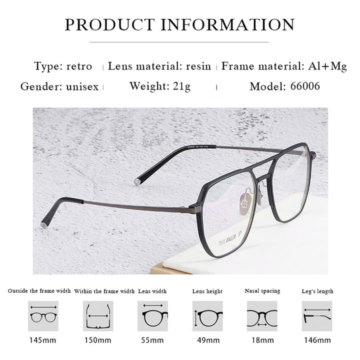 Hotochki Unisex Full Rim Titanium Alloy IP Plated Frame Eyeglasses Full Rim Hotochki   