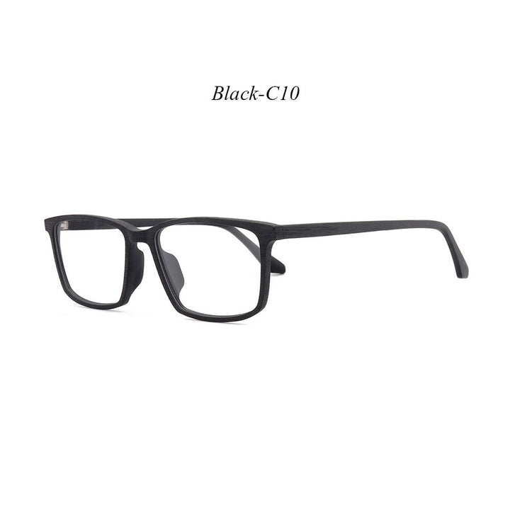 Hdcrafter Men's Full Rim Oversized Square Wood Frame Eyeglasses 1695 Full Rim Hdcrafter Eyeglasses C10  