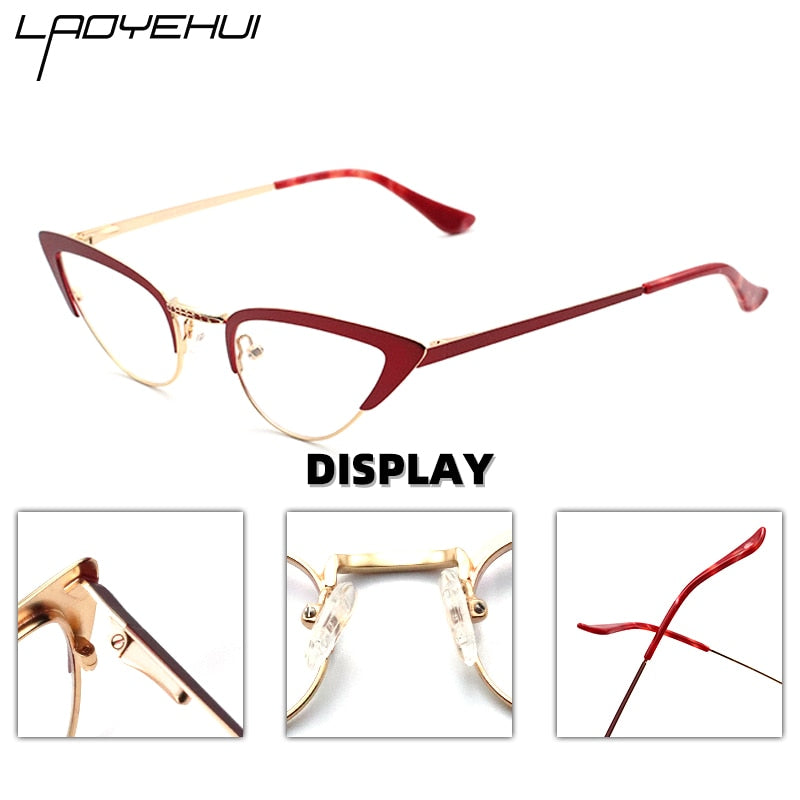 Laoyehui Women's Eyeglasses Small Cat Eye Alloy Frame 9015 Frame Laoyehui   