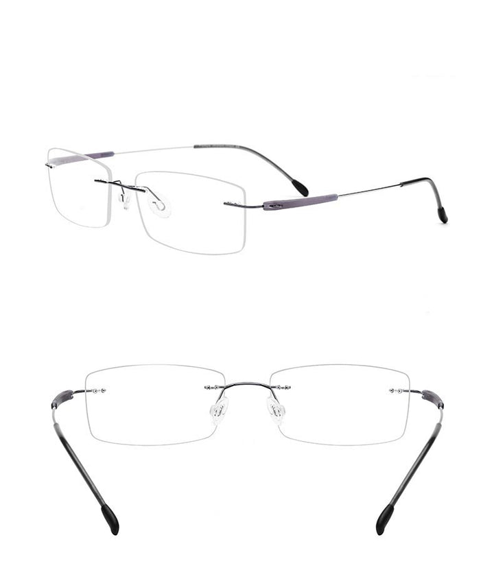 Hdcrafter Unisex Rimless Rectangle Titanium Frame Eyeglasses 3125 Rimless Hdcrafter Eyeglasses   