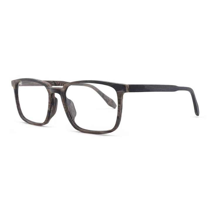 Hdcrafter Men's Full Rim Oversized Square Wood Frame Eyeglasses 1693 Full Rim Hdcrafter Eyeglasses   