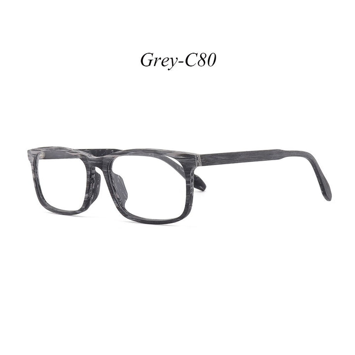 Hdcrafter Unisex Full Rim Oversized Square Wood Frame Eyeglasses 1691 Full Rim Hdcrafter Eyeglasses C80  