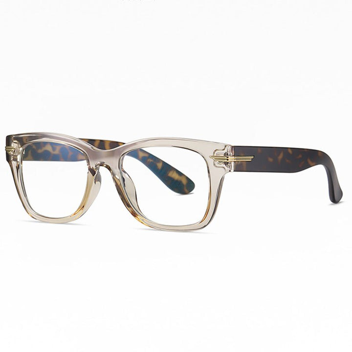 Hotochki Unisex Full Rim Plastic Frame Eyeglasses Tr3393 Full Rim Hotochki TS-LeopardC261  