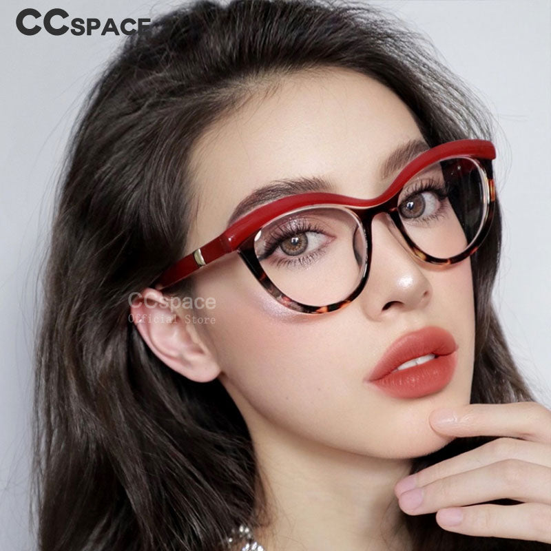CCspace Women's Full Rim Square Brow Line Cat Eye Resin Frame Eyeglasses 45490 Full Rim CCspace   