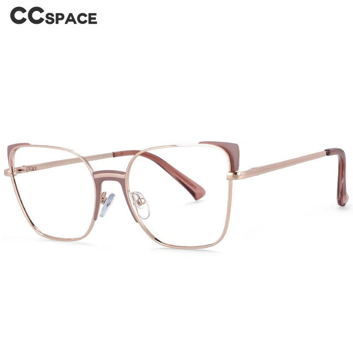 CCSpace Women's Full Rim Rectangle Cat Eye Alloy Frame Eyeglasses 53587 Full Rim CCspace   