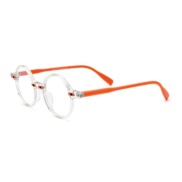 Gatenac Unisex Full Rim Round Acetate Frame Eyeglasses Gxyj673 Full Rim Gatenac Transparent Orange  