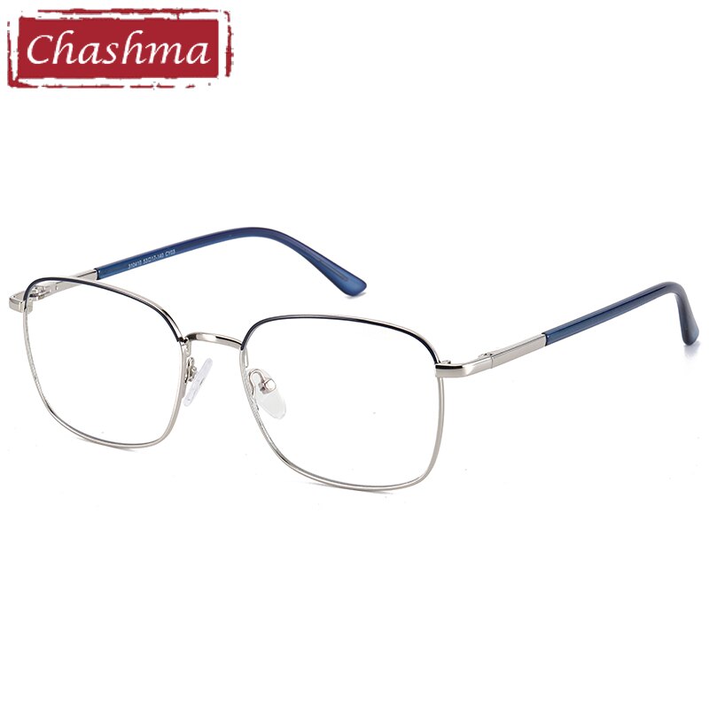 Unisex Alloy Full Rim Frame Spring Hinge Eyeglasses 310410 Full Rim Chashma Blue Silver  