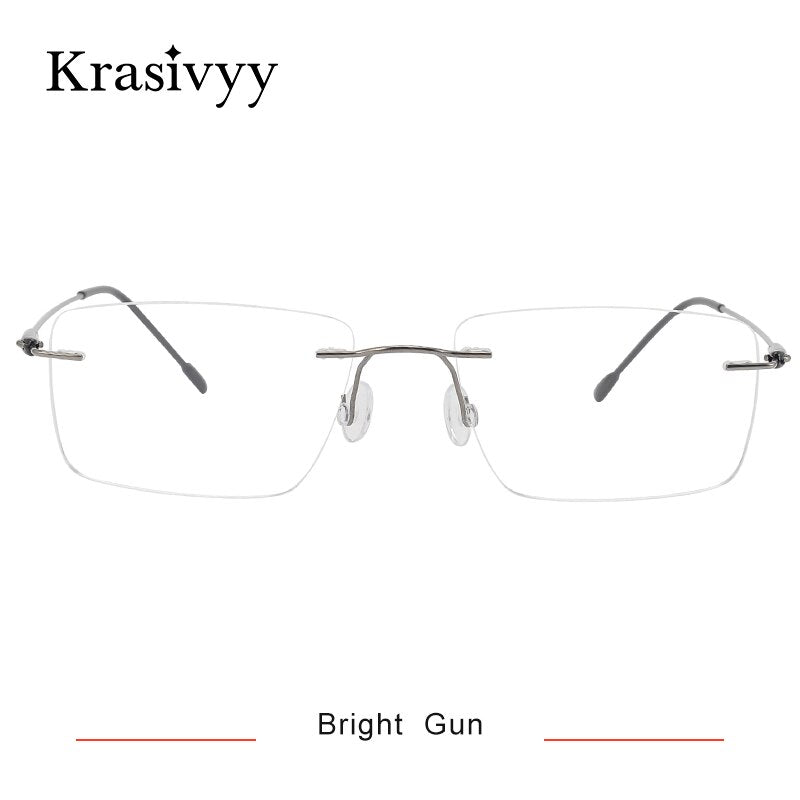 Krasivyy Men's Rimless Square Screwless Titanium Eyeglasses Kr16073 Rimless Krasivyy Bright Gun  