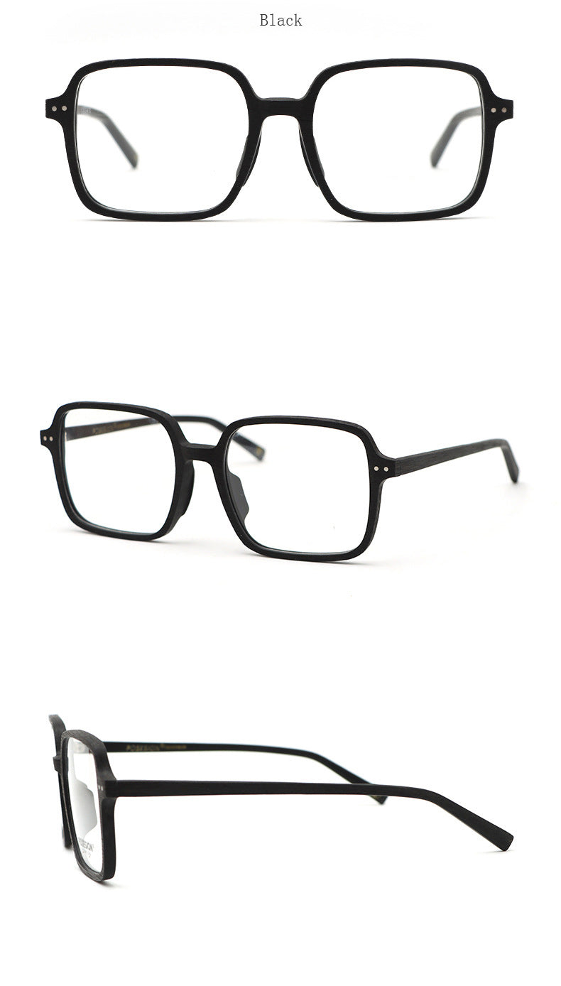 Hdcrafter Unisex Full Rim Oversized Square Wood Frame Eyeglasses 9105 Full Rim Hdcrafter Eyeglasses   