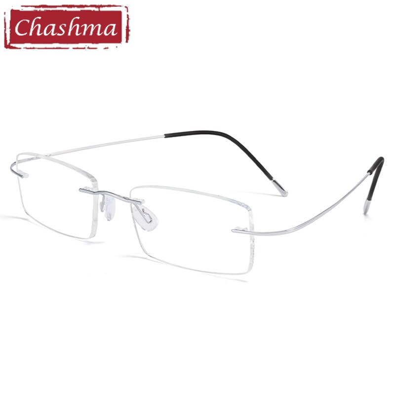 Chashma Ottica Unisex Rimless Square Titanium Eyeglasses 8040 Rimless Chashma Ottica Silver  