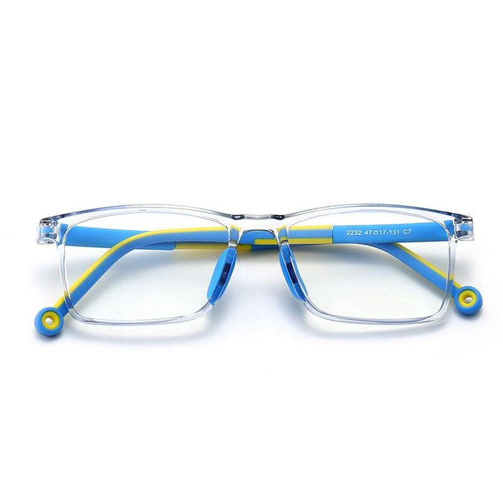 Yimaruili Unisex Children's Full Rim TR 90 Resin Frame Eyeglasses 2232 Full Rim Yimaruili Eyeglasses Transparent Blue C7  
