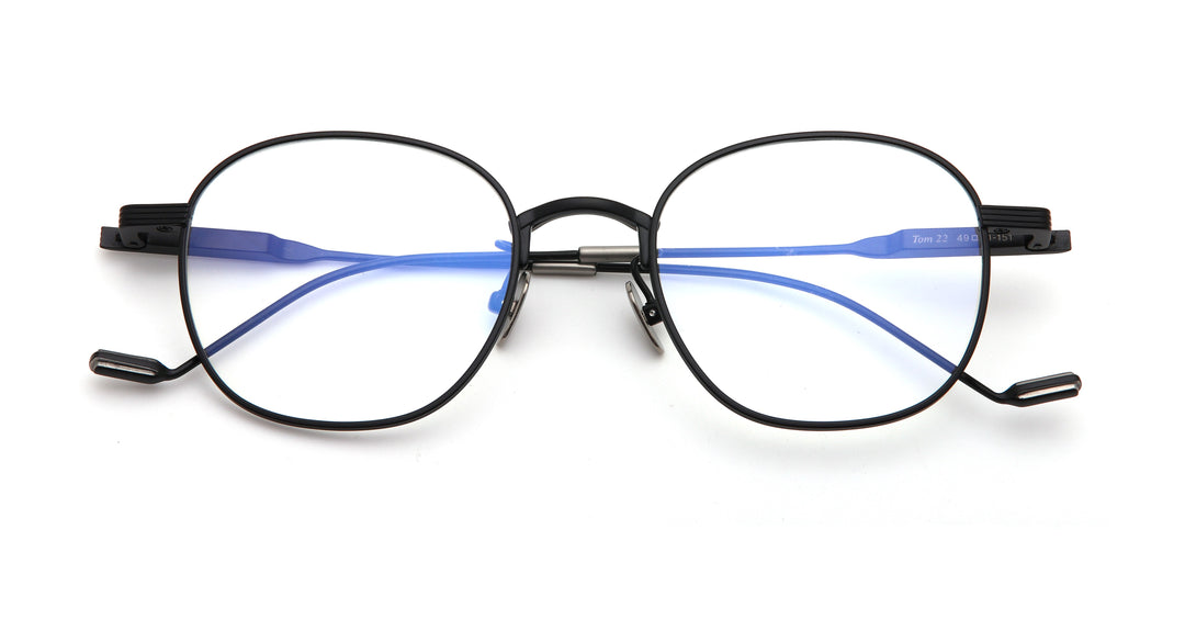 Muzz Men's Full Rim Round/Square B Titanium Frame Eyeglasses 21-22 Full Rim Muzz Square black  