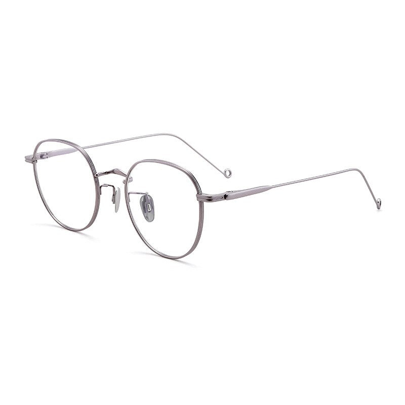 Aissuarvey Round Full Rim Titanium Frame Eyeglasses Unisex Full Rim Aissuarvey Eyeglasses gray  