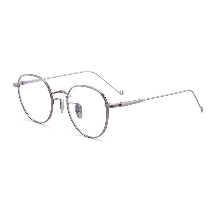 Aissuarvey Round Full Rim Titanium Frame Eyeglasses Unisex Full Rim Aissuarvey Eyeglasses gray  