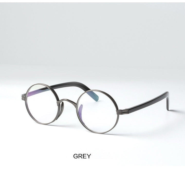 Muzz Men's Full Rim Round Titanium Frame Eyeglasses 10118 Full Rim Muzz gray  