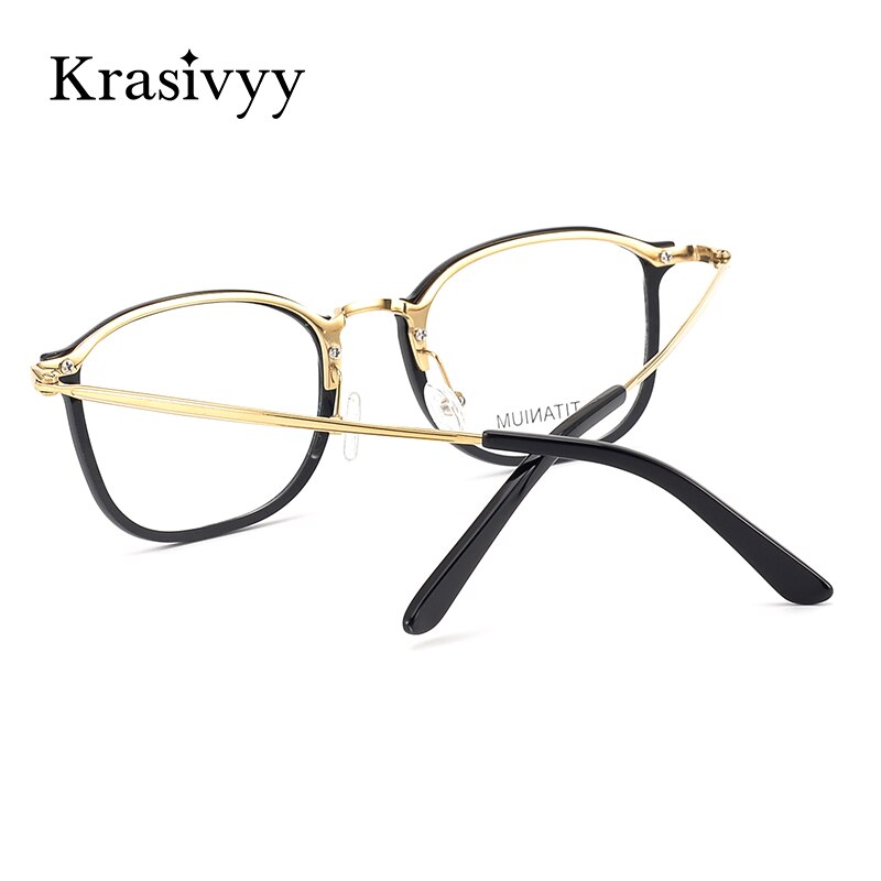 Krasivyy Men's Full Rim Square Tr 90 Titanium Eyeglasses Kr16066 Full Rim Krasivyy   