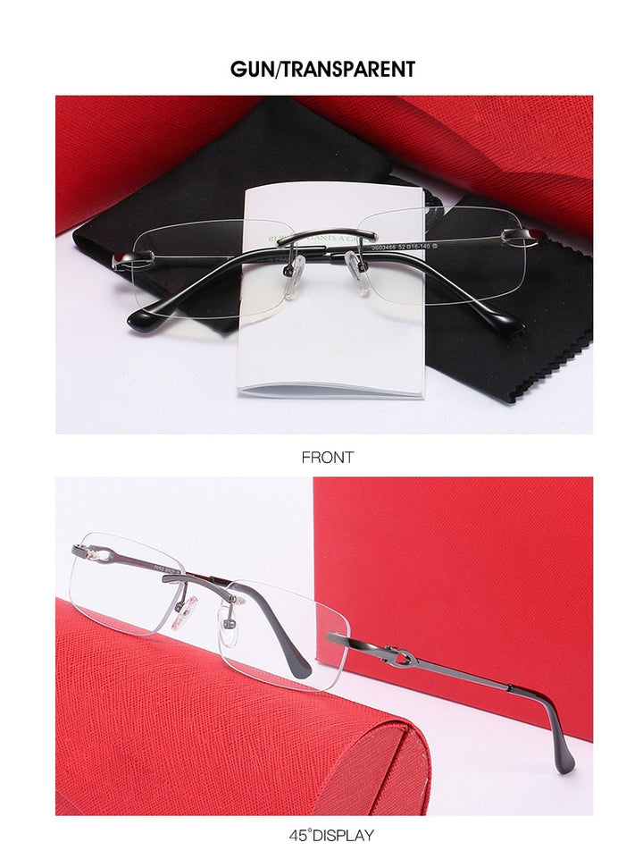 Aissuarvey Rimless Alloy Rectangular Lens Frame Men's Eyeglasses 3603466 Rimless Aissuarvey Eyeglasses gray  