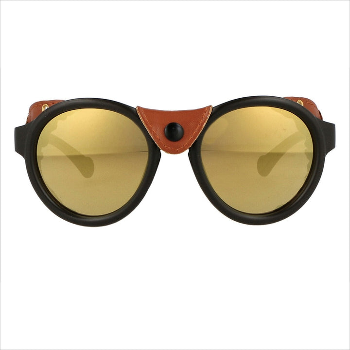 CCSpace Unisex Full Rim Round Steampunk Resin Frame Sunglasses 46311 Sunglasses CCspace Sunglasses Gold 46311 