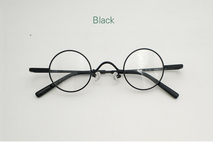 Unisex Small Round Eyeglasses Alloy Full Rim Frame 811001 Full Rim Yujo Black CHINA 
