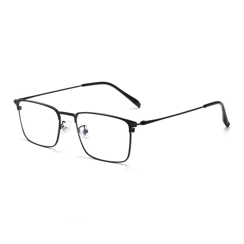 KatKani Men's Full/Semi Rim Square IP Plated Alloy Frame Eyeglasses 0606 Semi Rim KatKani Eyeglasses Black 0606  
