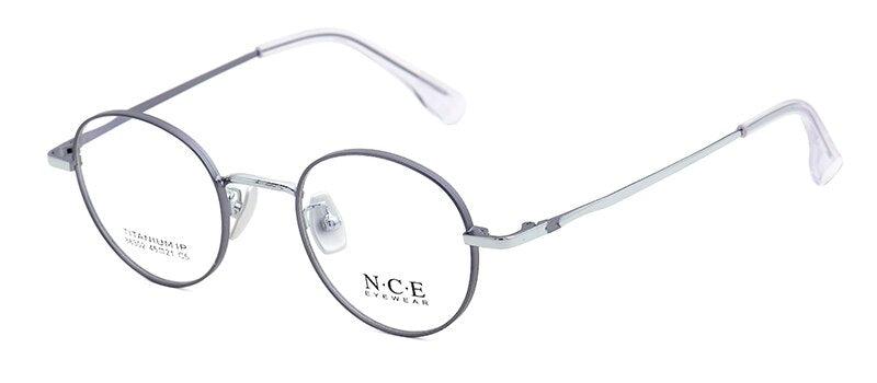 Bclear Unisex Eyeglasses Pure Titanium Round Small Full Rim Sc88302 Full Rim Bclear gray silver  