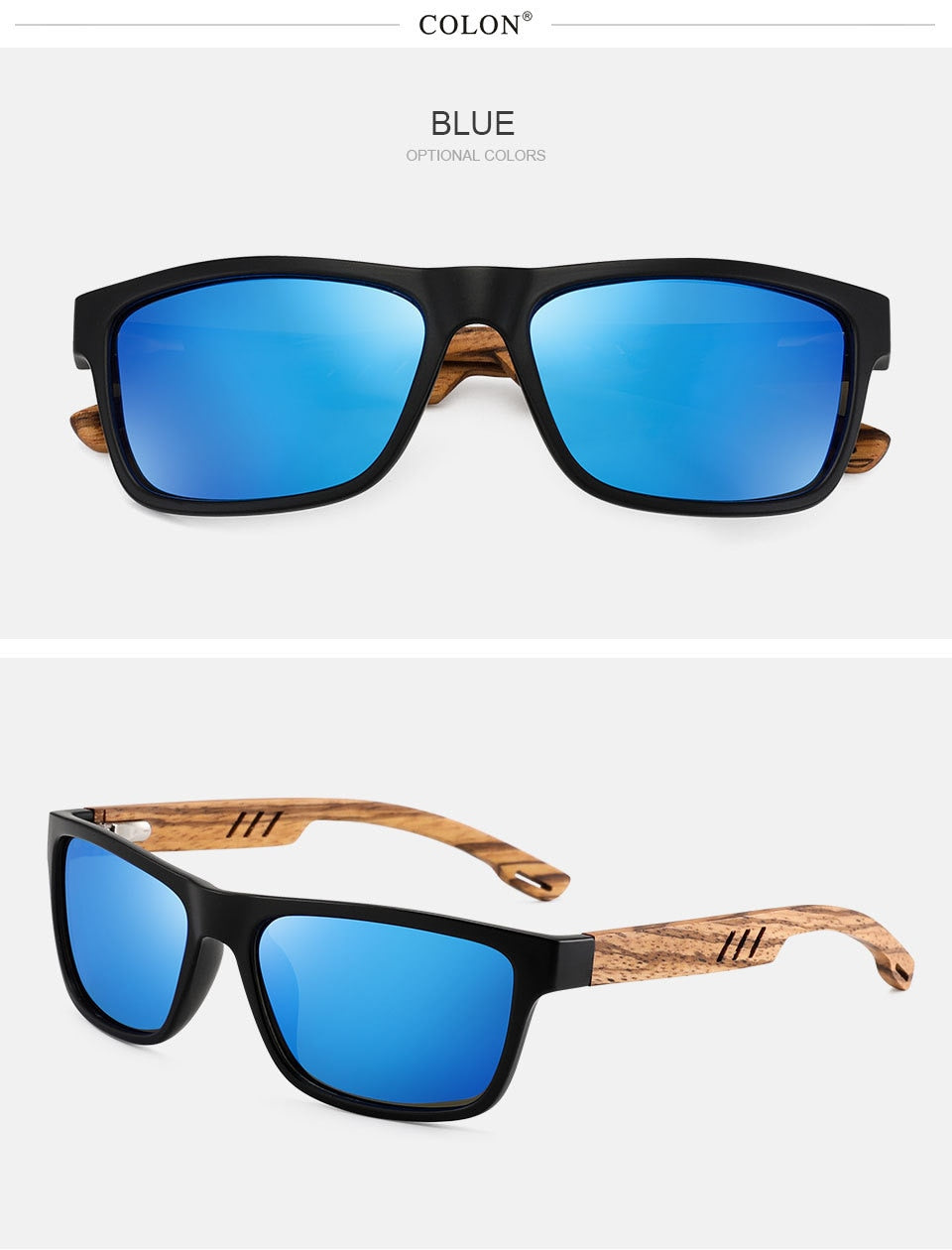 Yimaruili Unisex Full Rim Rectangular Wooden Frame Polarized Lens Sunglasses 8016 Sunglasses Yimaruili Sunglasses   