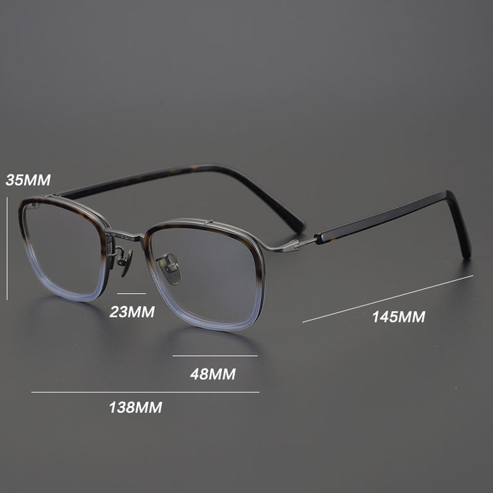Gatenac Unisex Full Rim Square Acetate Frame Eyeglasses Gxyj699 Full Rim Gatenac   