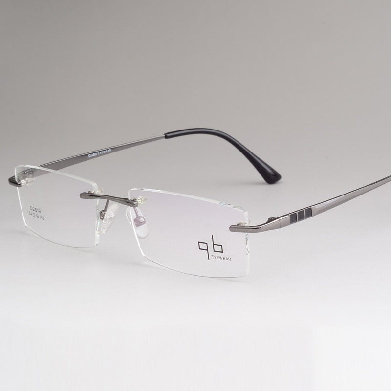 Men's Rimless Alloy Frame Eyeglasses Ztq2619 Rimless Bclear gray  
