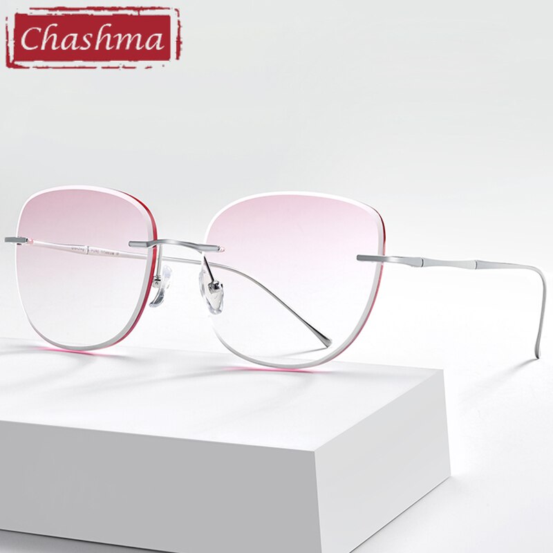 Unisex Square Titanium Frame Rimless Tinted Lens Eyeglasses 632m19 Rimless Chashma   