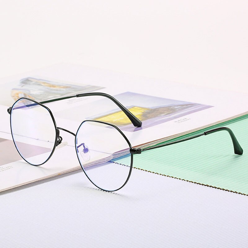 Hotony Unisex Full Rim Round Alloy Spring Hinge Frame Eyeglasses 66030 Full Rim Hotony black  