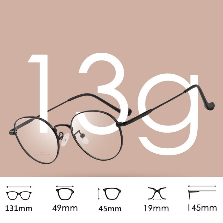 KatKani Unisex Full Rim Round Titanium Alloy Two Tone Frame Eyeglasses Ac017 Full Rim KatKani Eyeglasses   