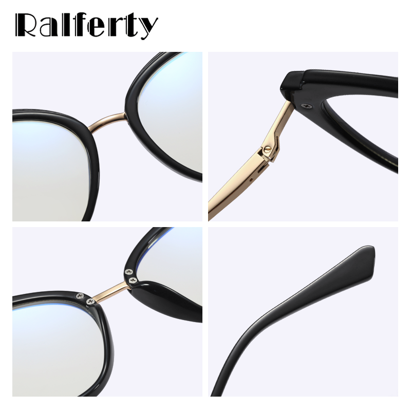 Ralferty Women's Eyeglasses TR90 Anti Blue Light Cat Eye F95284 Anti Blue Ralferty   
