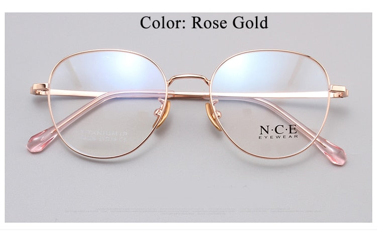 Unisex Oval Full Rim Titanium Frame Eyeglasses Sc88309 Full Rim Bclear rose gold  