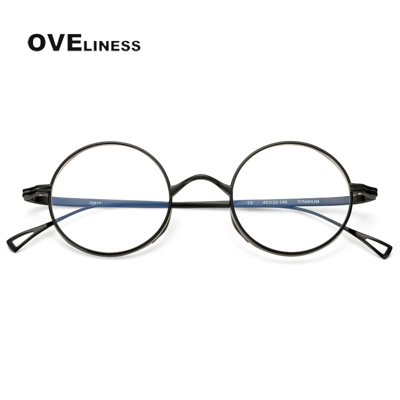 Oveliness Unisex Full Rim Small Round Titanium Eyeglasses 10518 Full Rim Oveliness Black China 