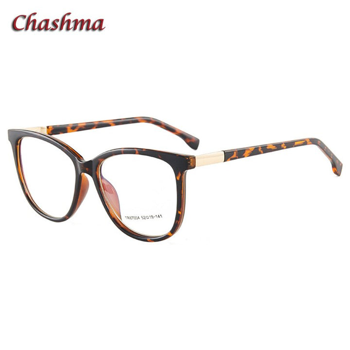 Chashma Ochki Women's Full Rim Square Tr90 Titanium Eyeglasses 87004 Full Rim Chashma Ochki Leopard  