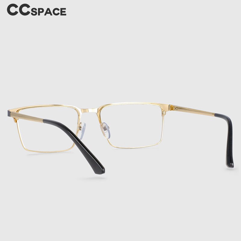 CCspace Men's Full Rim Square Alloy Frame Eyeglasses 53946 Full Rim CCspace   