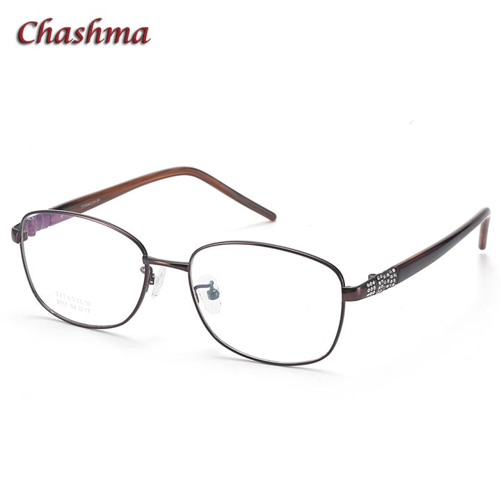 Chashma Ochki Women's Full Rim Oval Titanium Eyeglasses 9111 Full Rim Chashma Ochki Brown  
